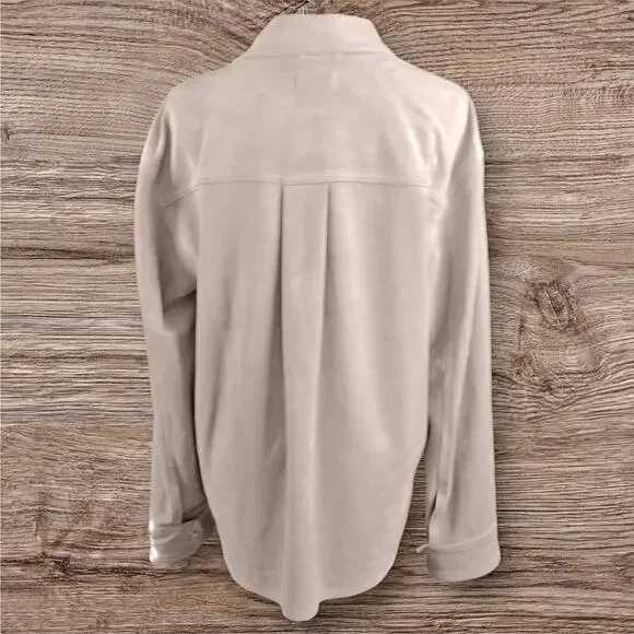 Evereve Arli Faux Suede Pearl Snap Front Shirt Minimal Western - Picture 4 of 9